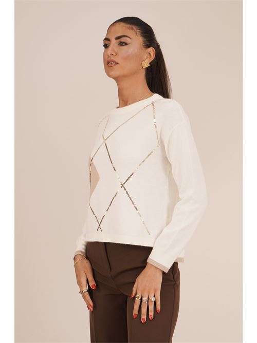 Maglia con dettagli in paillettes Luckylu Milano | MA26ANWHITE